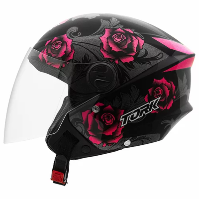 CAPACETE NEW LIBERTY THREE FLOWERS BRILHANTE TAM 60 PINK/PT